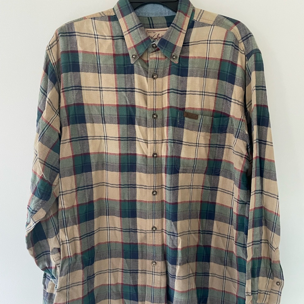 Vintage Woolrich Men’s Plaid Flannel Button Up Shirt Outdoor Wear Large